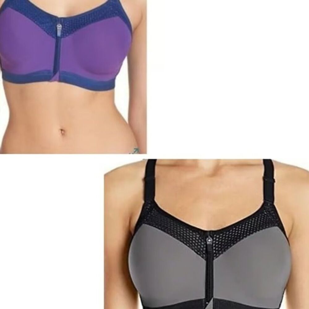 WACOAL ZIP Underwire (Castlerok) Sports Bra Size 30C Grey & Purple
